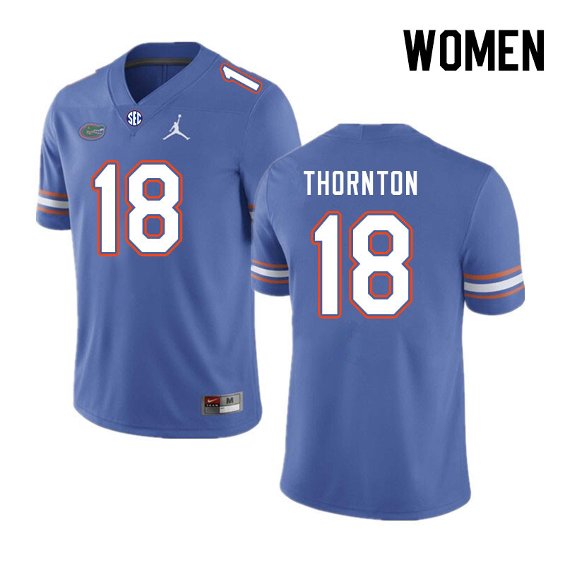 Women #18 Bryce Thornton Florida Gators College Football Jerseys Stitched-Royal